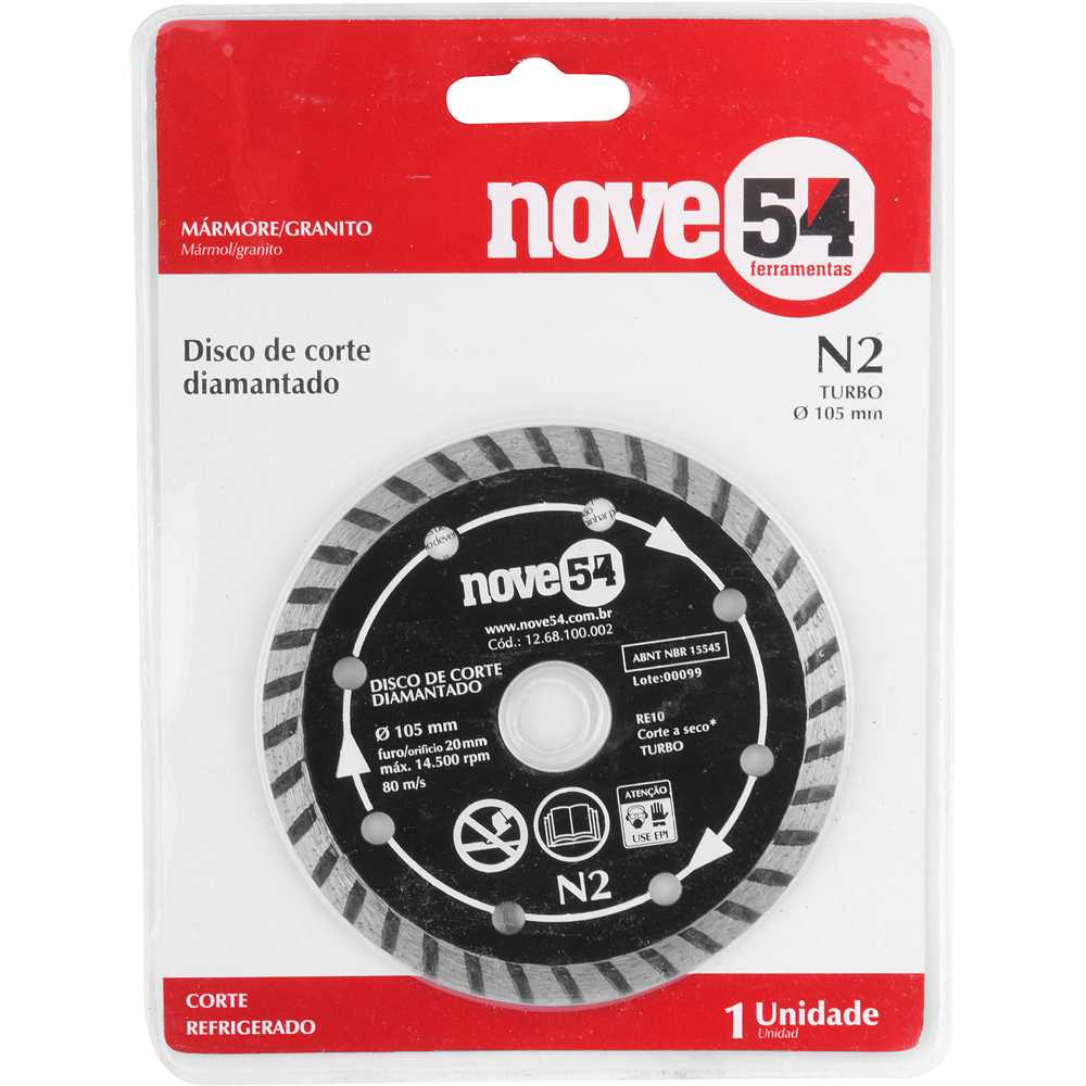 Disco de Corte Diamantado 105x20mm Turbo N2 - NOVE54 - Ferramentas