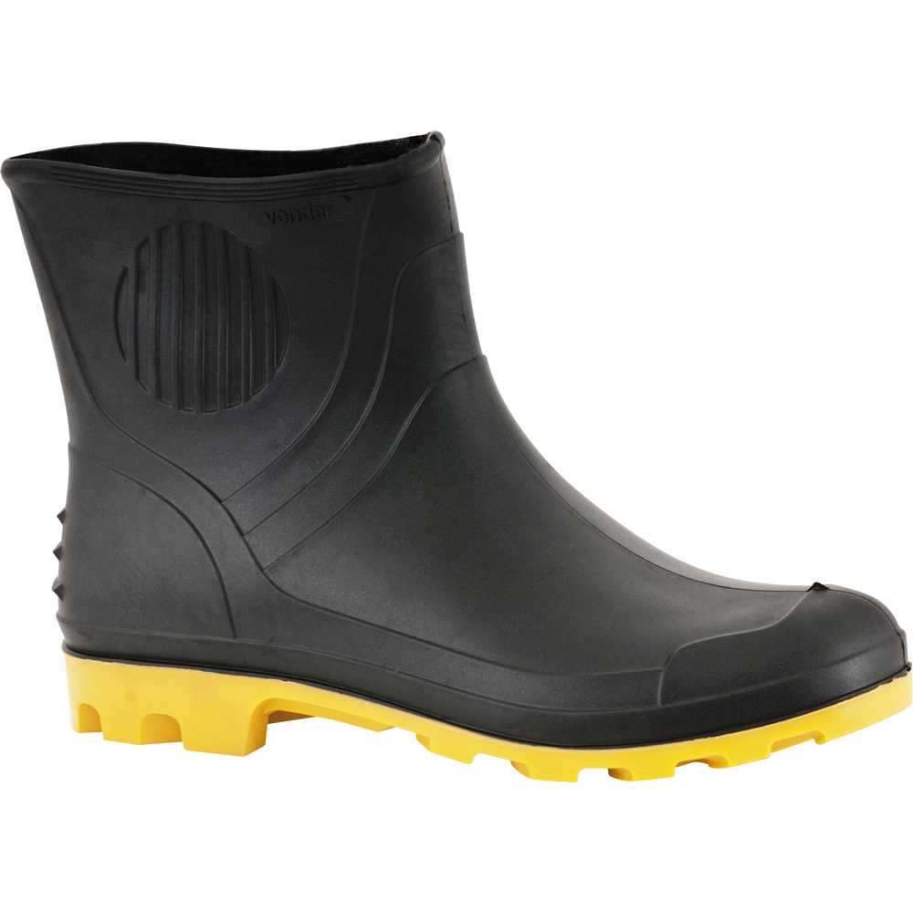 Bota de PVC Preta com Solado Amarelo Cano 3/4 sem Forro VONDER