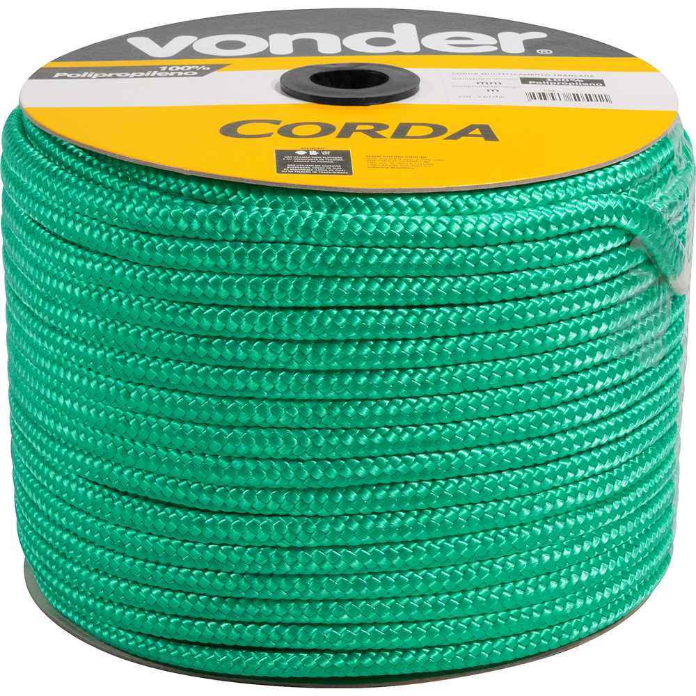 Corda Multifilamento Trançada 8mm x 258m Verde - VONDER