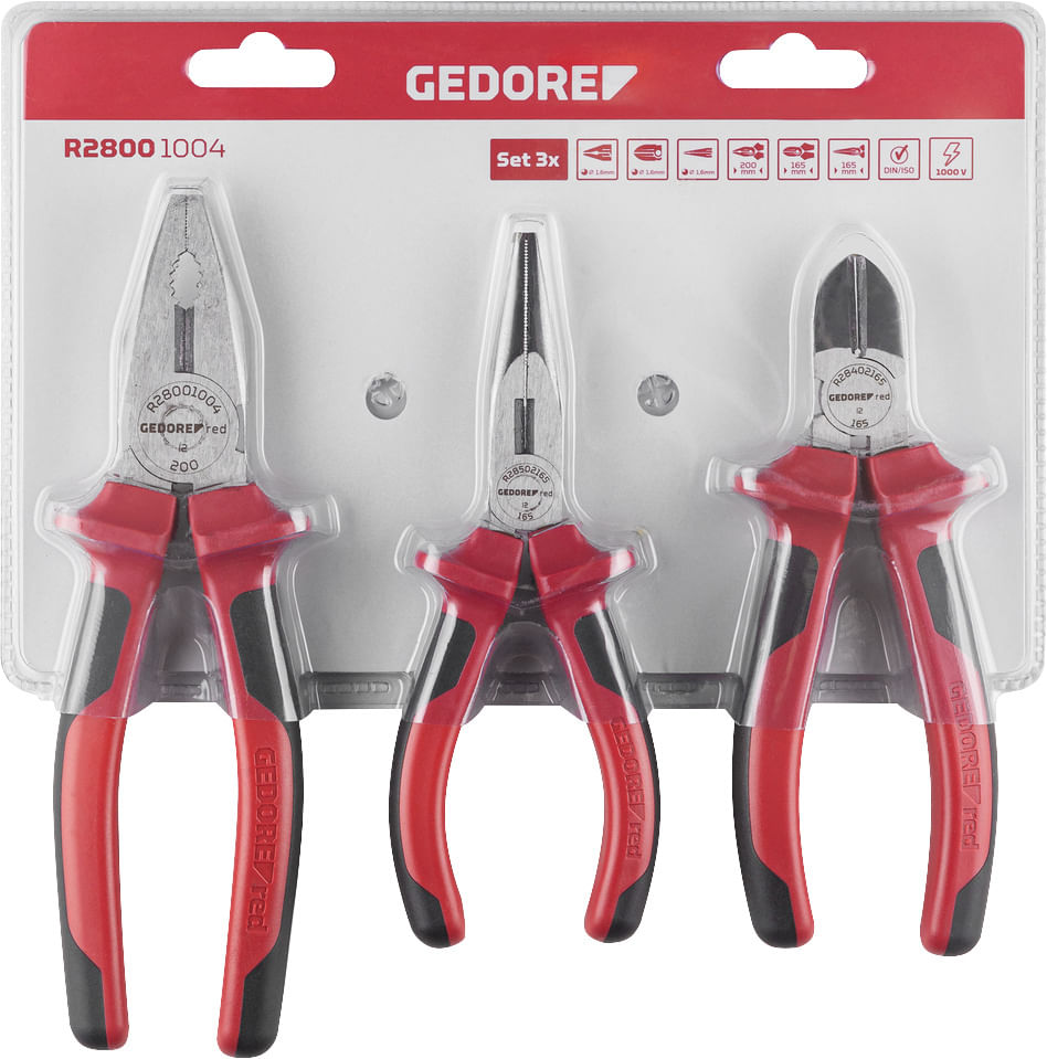Jogo de alicates com 3 peças R28001004 - GEDORE RED - Ferramentas