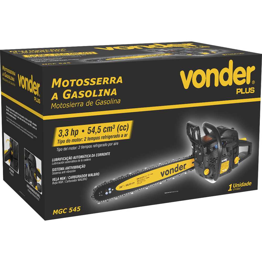 Motosserra a gasolina 54,6 cm³ (cc) MGC 545 - VONDER PLUS