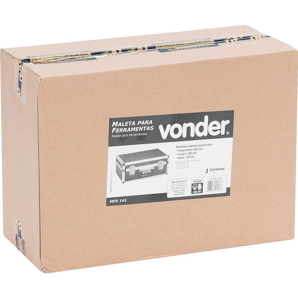 Maleta para Ferramentas Profissional Preta com Chave MFV141