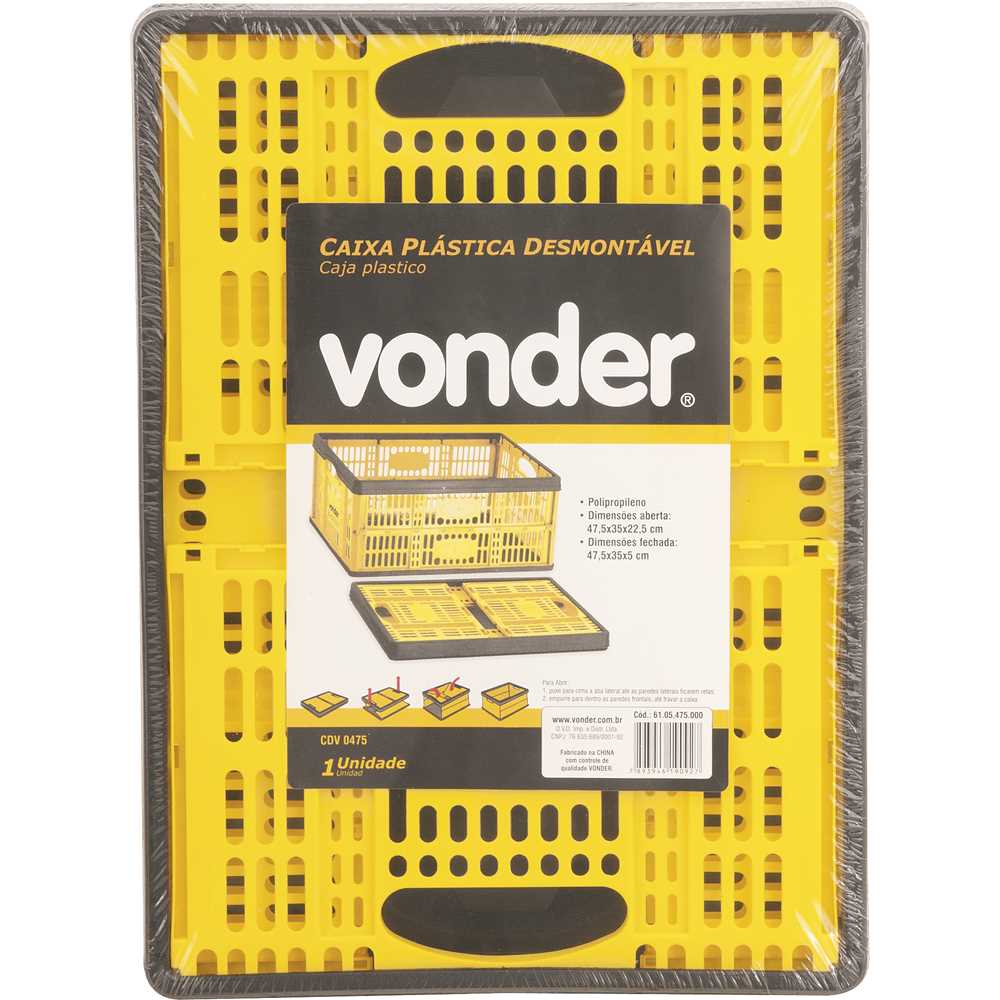 Caixa Plástica Desmontável 475x350x225mm CDV 0475 - VONDER