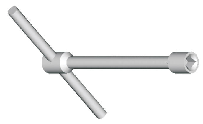 Chave T Curta 140mm Soquete Fixo Quadrado 8mm para Acoplamento do