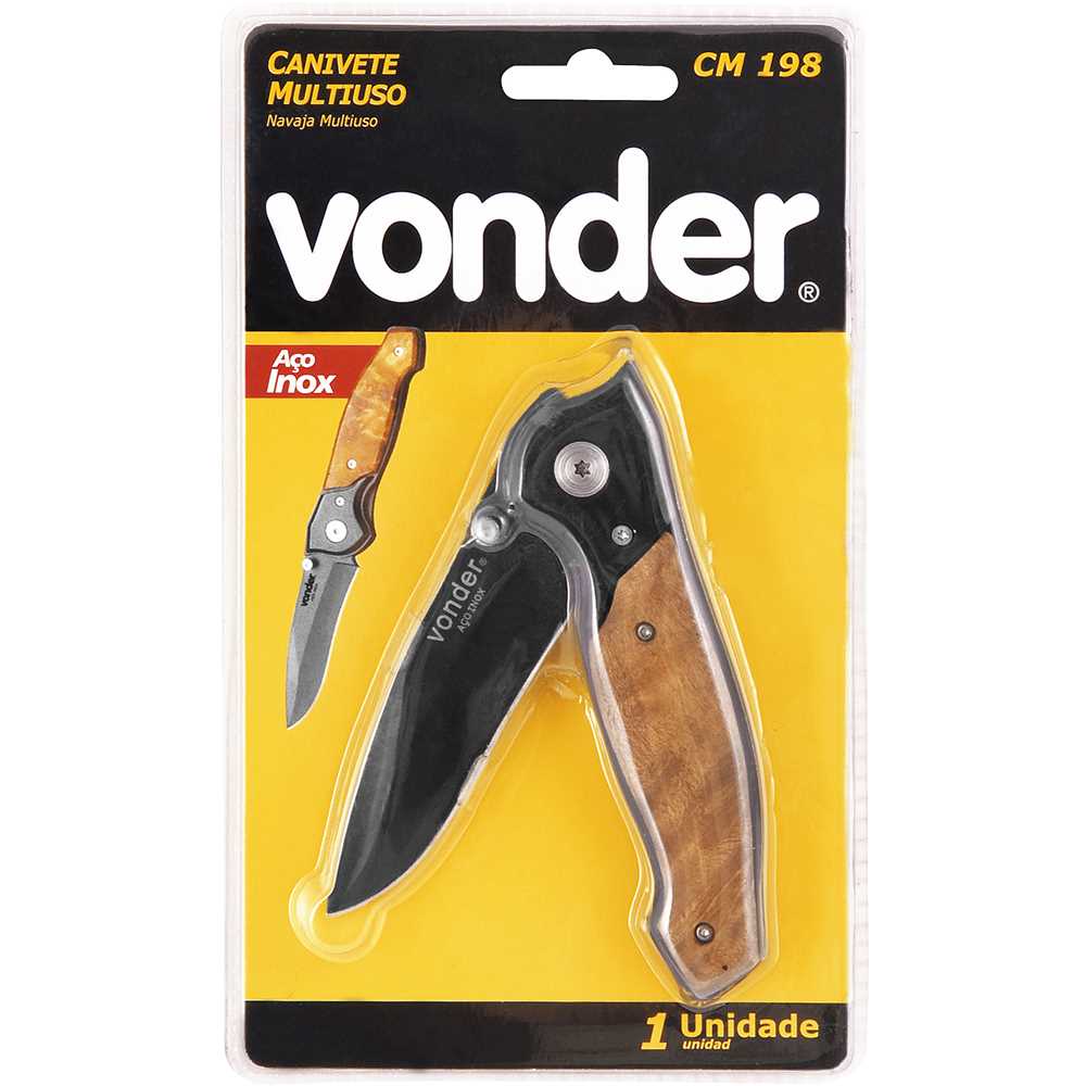 Canivete Multiuso Lâmina Aço Inox CMV 198 - VONDER - Ferramentas
