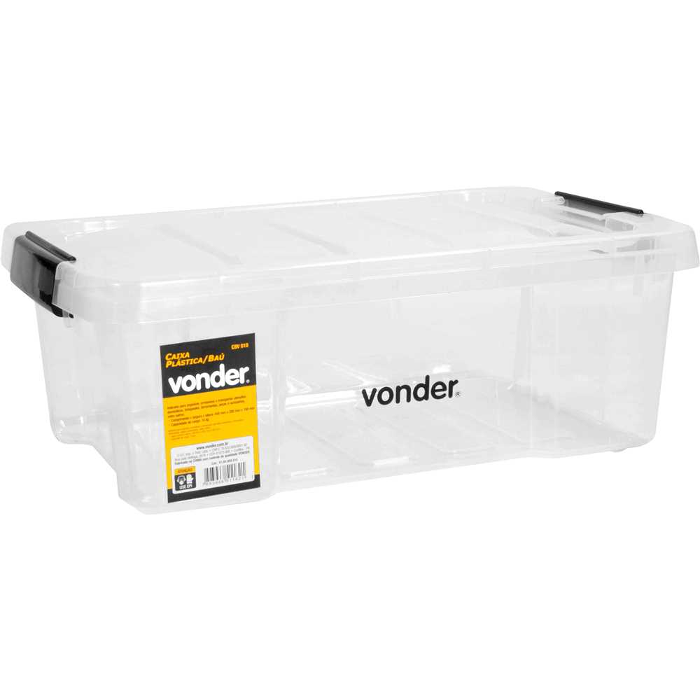 Caixa Plástica Baú Transparente 440x285x160mm CBV 10 - VONDER