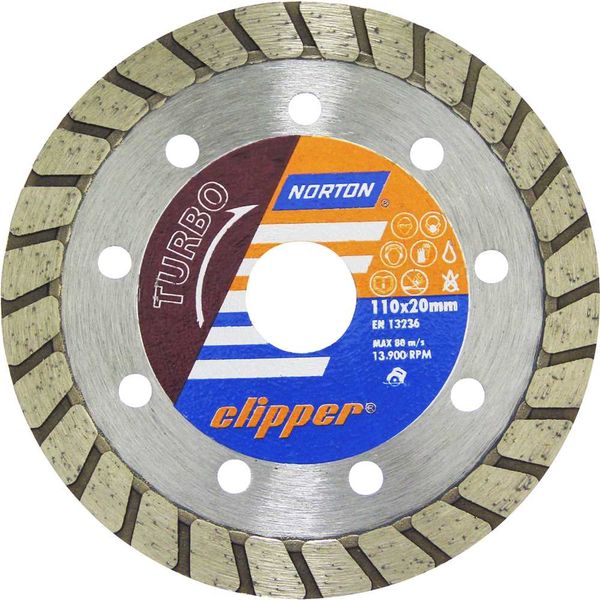 Disco de corte diamantado 110 mm turbo linha Clipper - NORTON