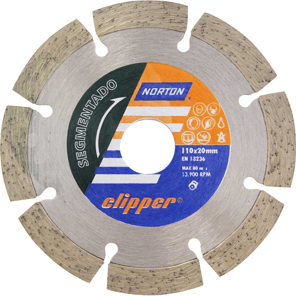 Disco de corte diamantado  110 mm segmentado linha Clipper - NORTON