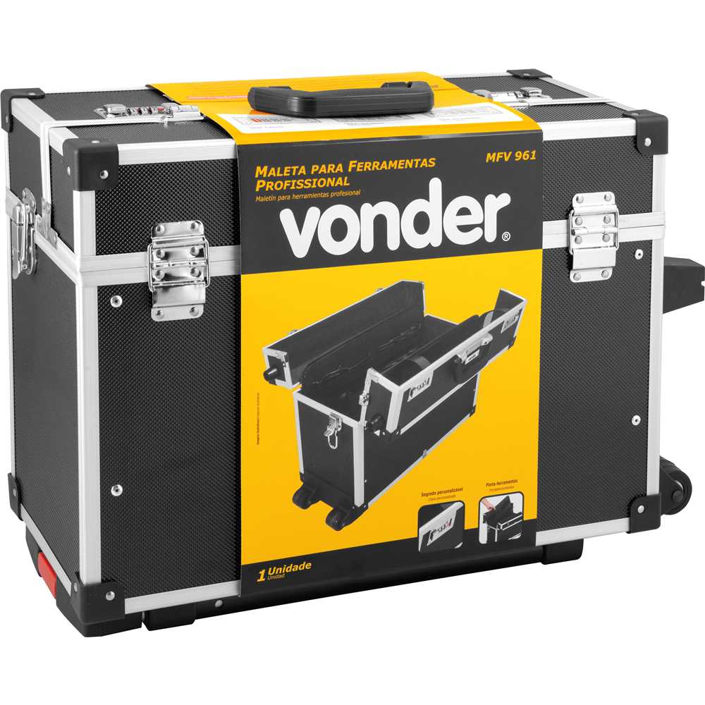 Maleta para Ferramentas Profissional MFV961 com Puxador/Rodas