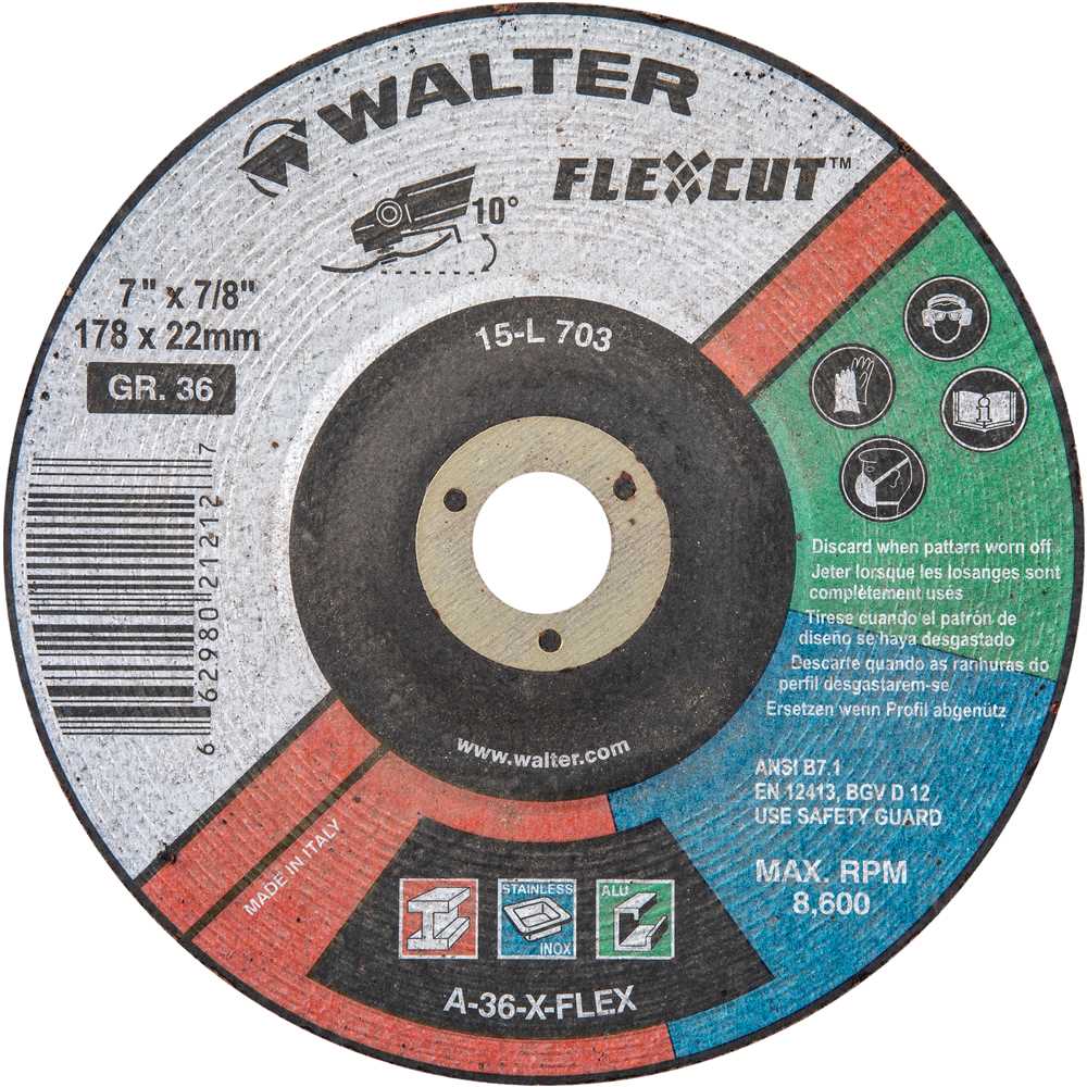 Disco de desbaste 180,0 mm x 22 mm G 36 FLEXCUT 8600RPM 15L703 - WALTER