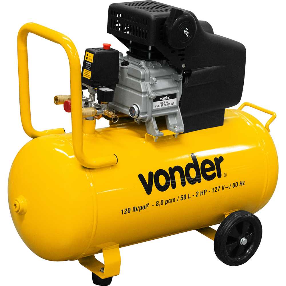 Motocompressor de Ar 2,0cv 50L 8,0 pcm 120lbs MCV50 2 Saídas - VONDER