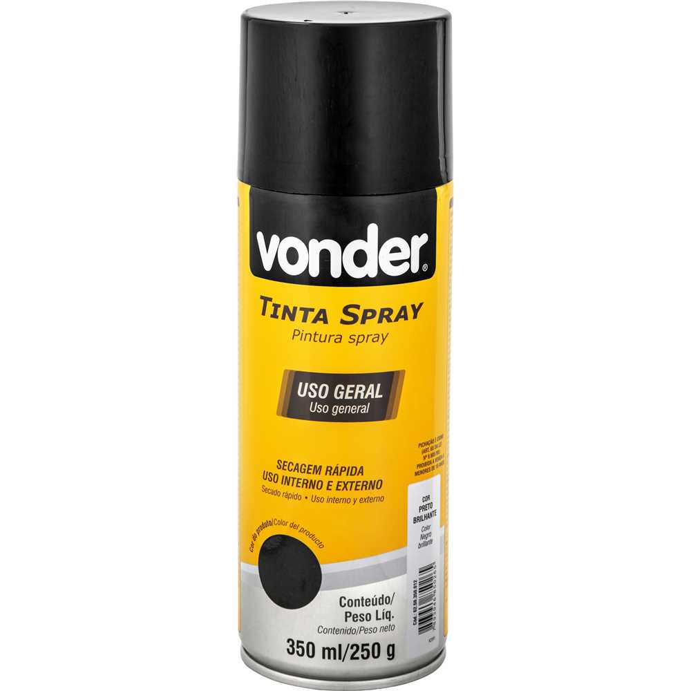 Tinta em spray preto brilhante 350 ml VONDER