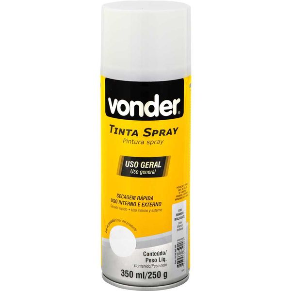 Tinta em spray branco brilhante 350 ml VONDER