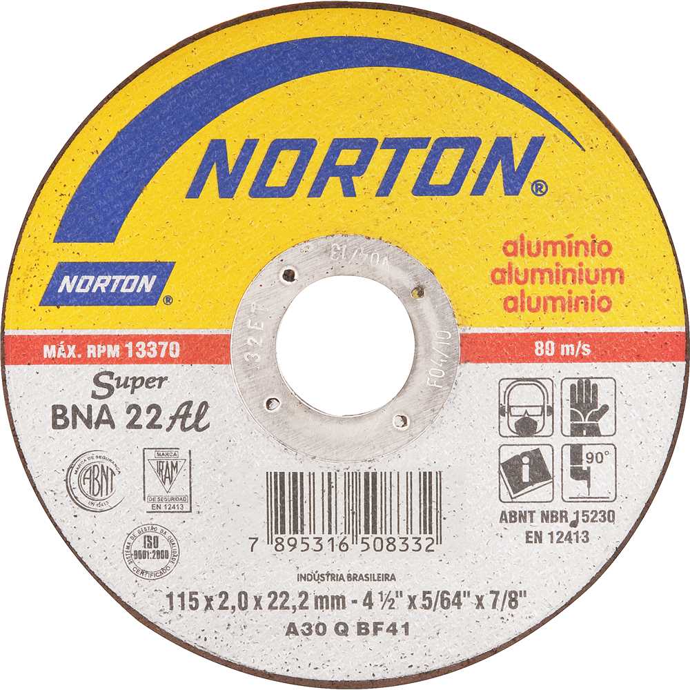 Sobrio unir Visión Disco de Corte para Alumínio e Metais Não-ferrosos BNA-22 115x2x22,3mm -  Norton - Ferramentas Gerais