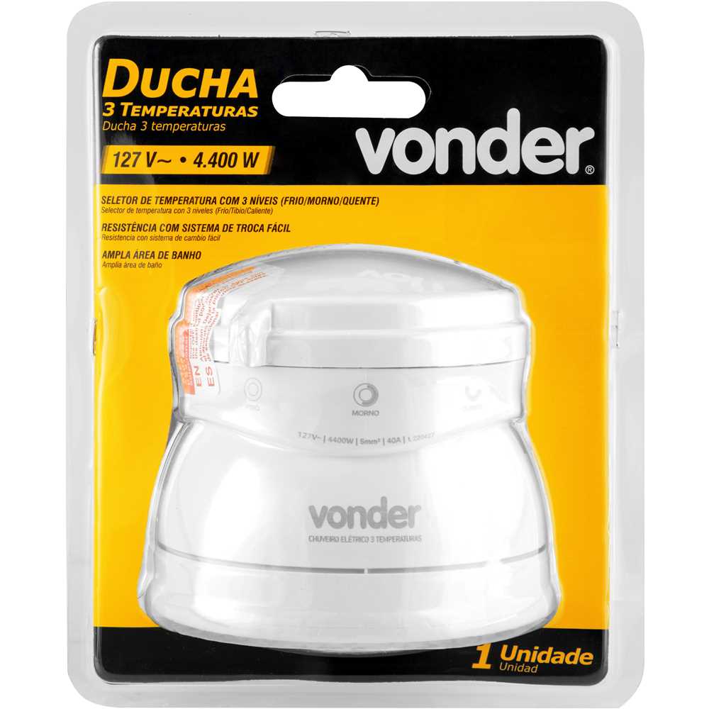 Chuveiro Ducha 3 temperaturas 4.400W 220V Branca Vonder