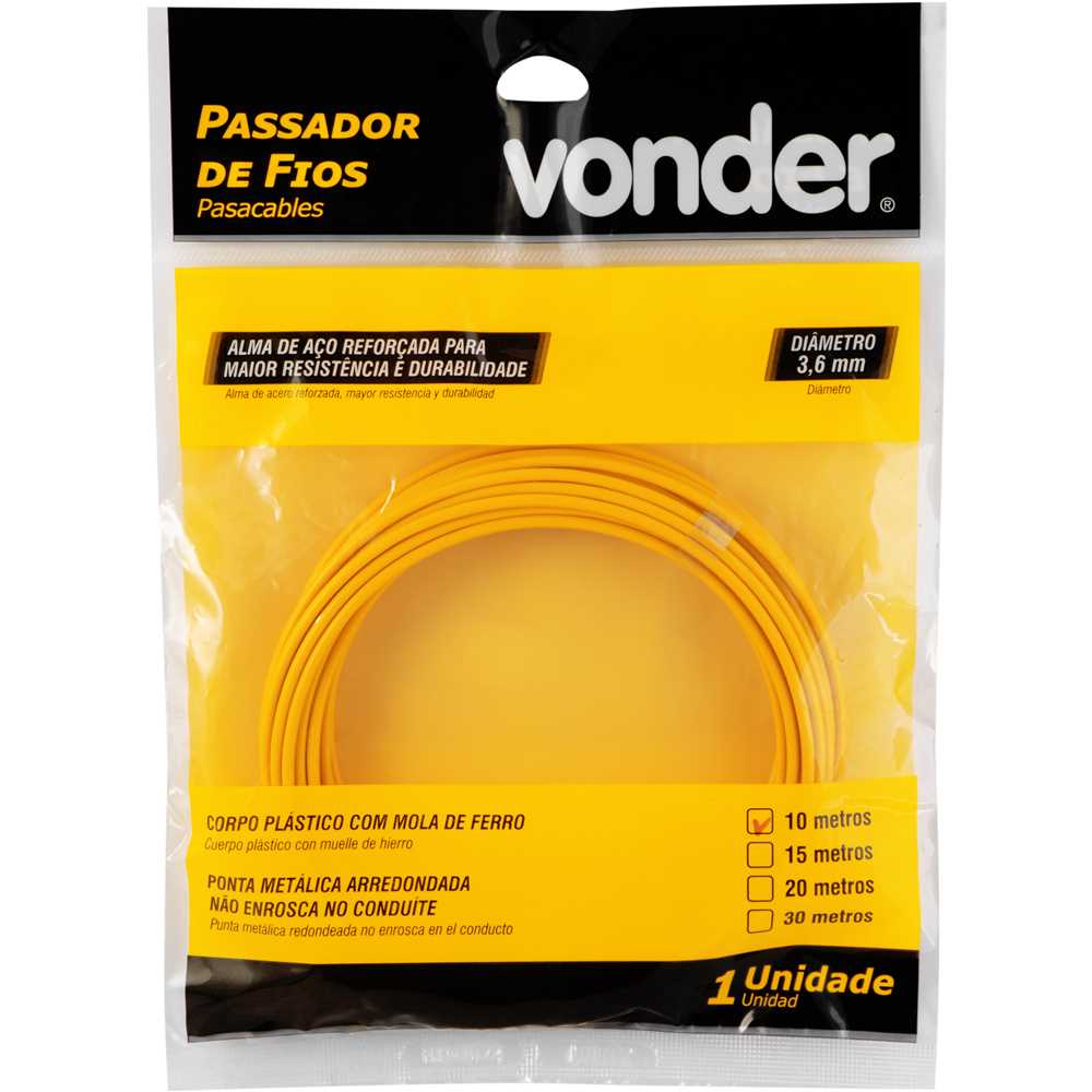 Guia Passa Fio Sonda Pvc Alma De Aço Profissional 30m Vonder