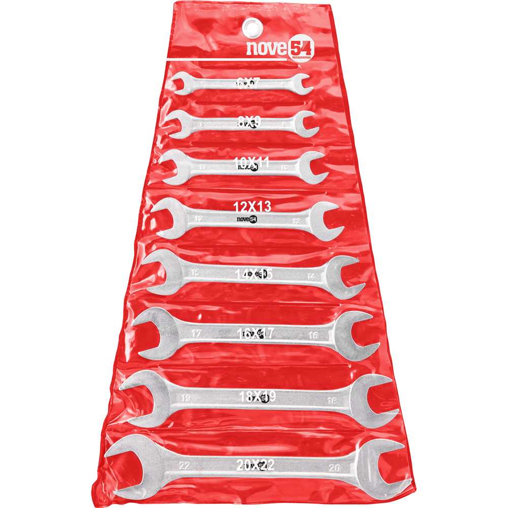 Jogo de Chaves Fixas 6 a 22mm 8 Peças com Estojo Plástico - NOVE54