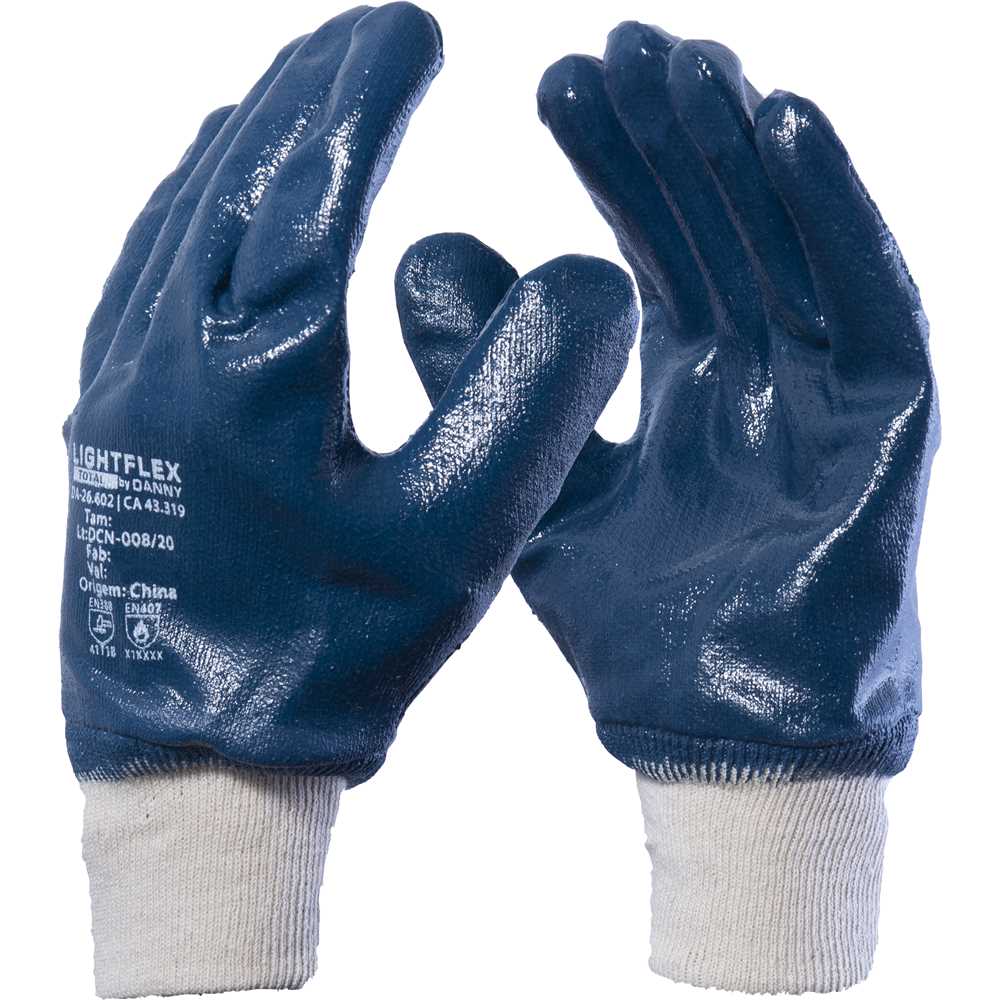 Luva Nitrílica Azul com Punho de Malha Lightflex Total DA26602