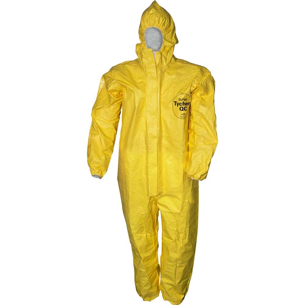 Macacão de Proteção Química Tychen com Capuz e Zíper Amarelo