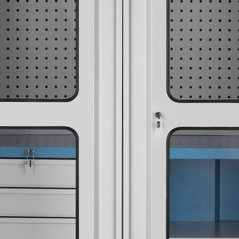 Armário para Ferramentas com Visor de Vidro Temperado e 5 Gavetas