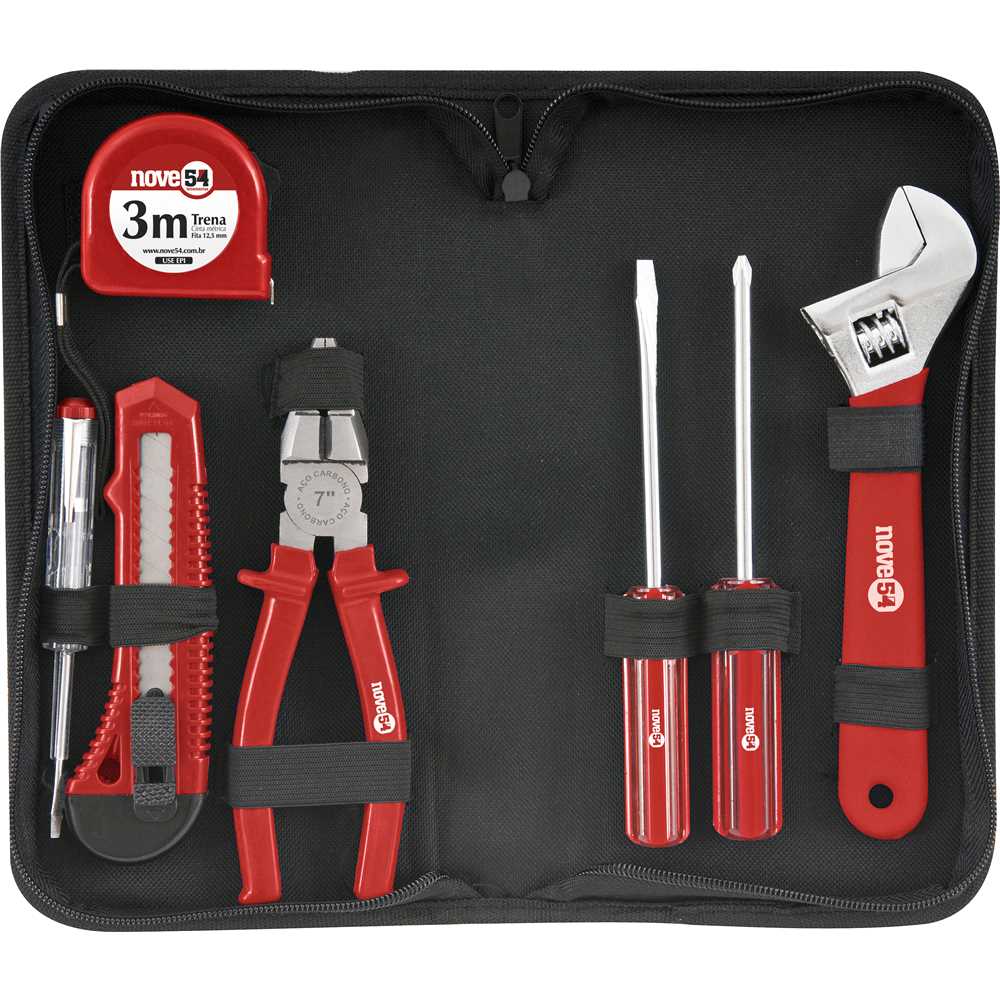 Jogo de Ferramentas 8 Peças KF008 com Estojo com Zíper - NOVE54