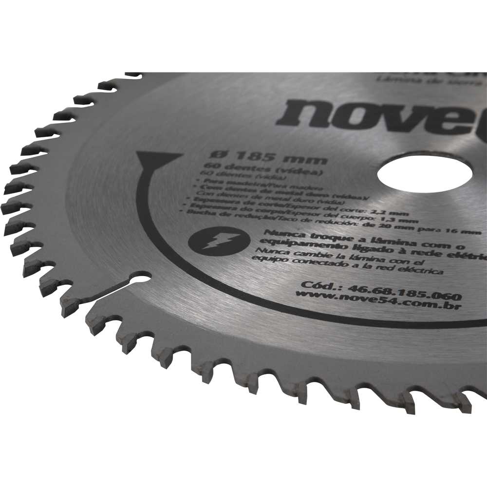 Lâmina de serra circular com 60 dentes de metal duro/vídea