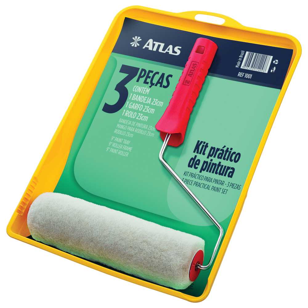 Kit para pintura com bandeja garfo com bucha e rolo 1001 - ATLAS