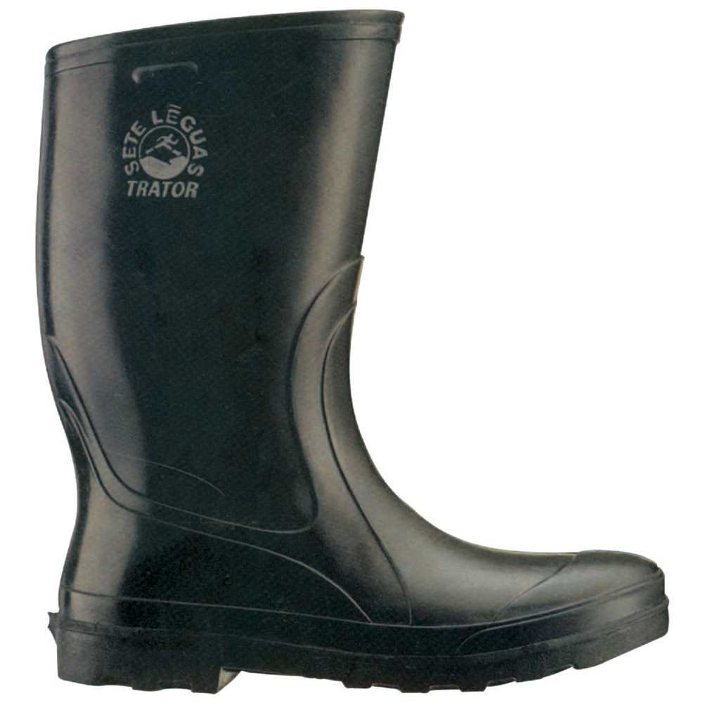 Bota de Borracha Cano Curto Preta sem Forro Sete Léguas