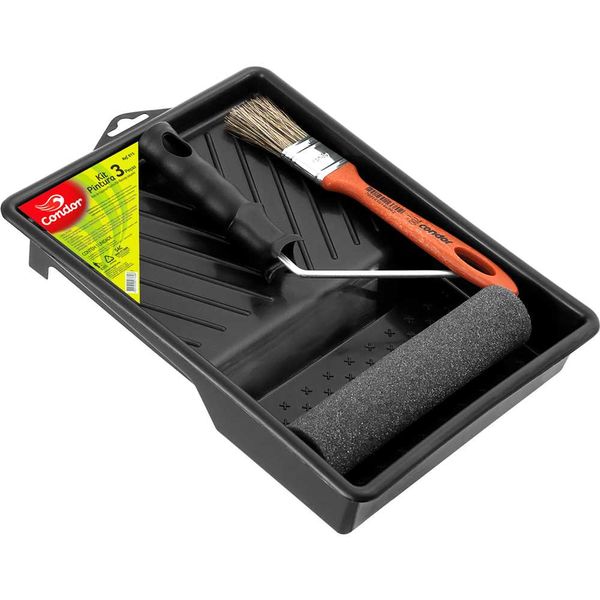 Kit com Rolo de Espula Pincel e Bandeja 23 cm 815 93732 - CONDOR